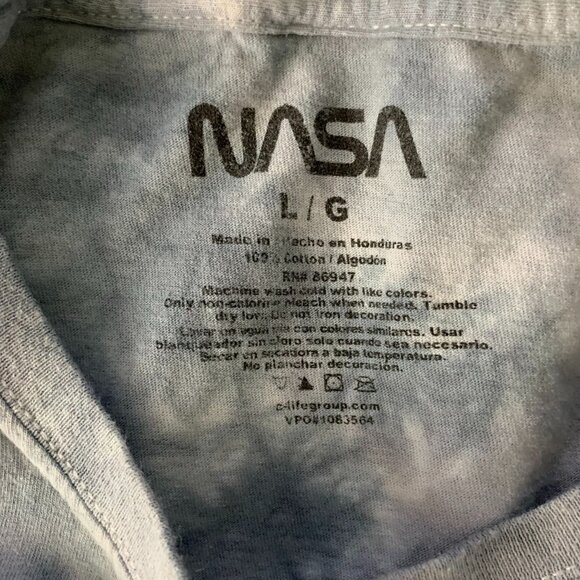 NASA Tie Dye Crewneck Graphic T Shirt L Grey Short Sleeves Space Astronaut - Picture 6 of 6